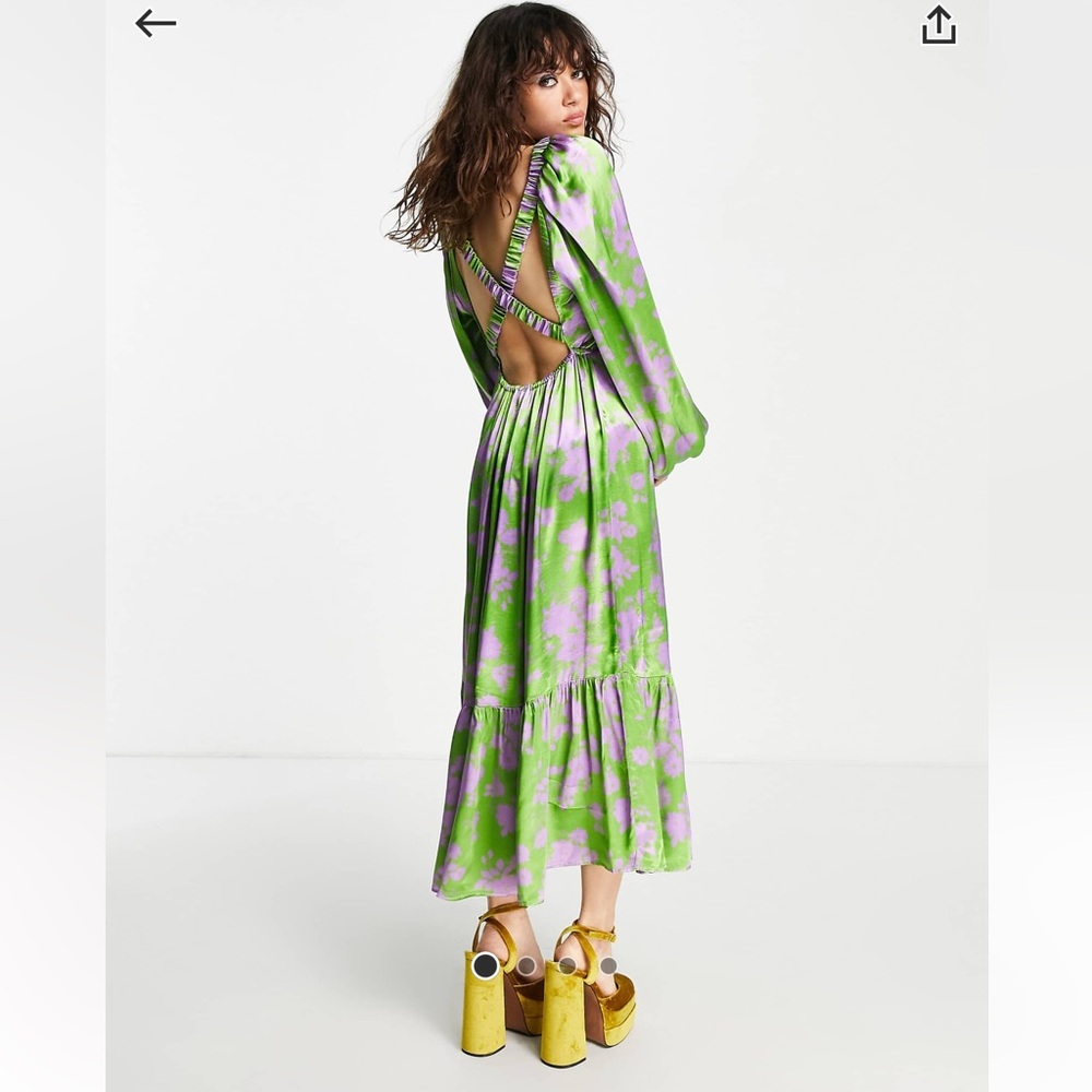 Topshop Green and Lavender Floral Dress